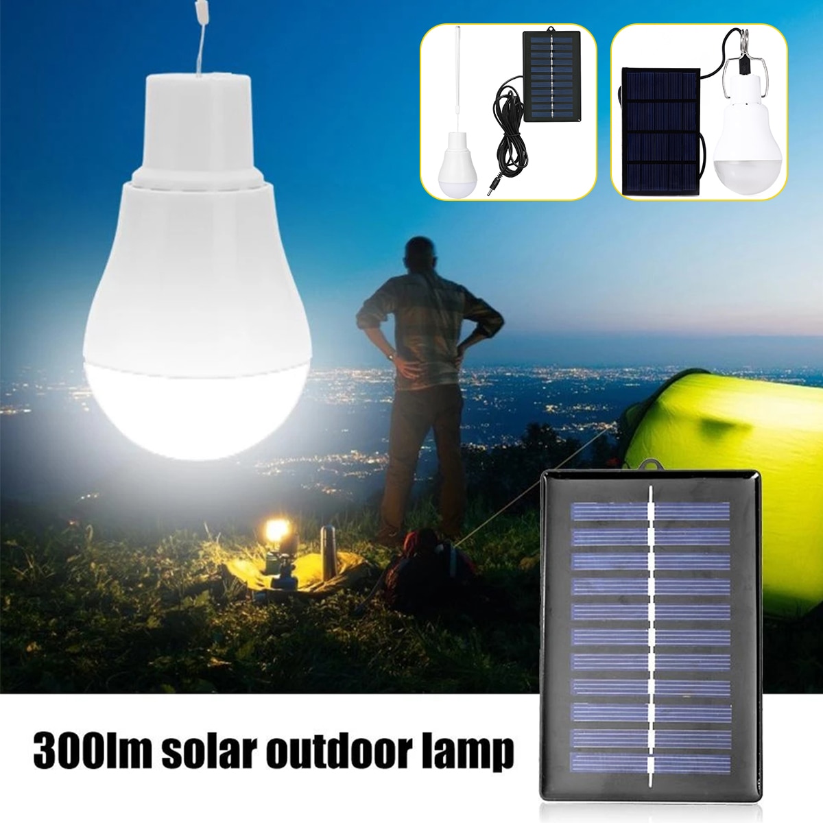 새로운 태양열 비상 전구 12 LED 충전식 LED 전구, 800mAh 배터리 후크 업/끈 캠핑 전구 휴대용